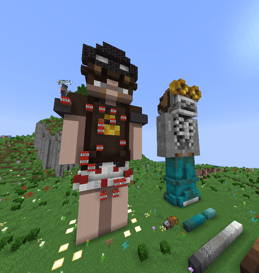 Player statues on the hills
