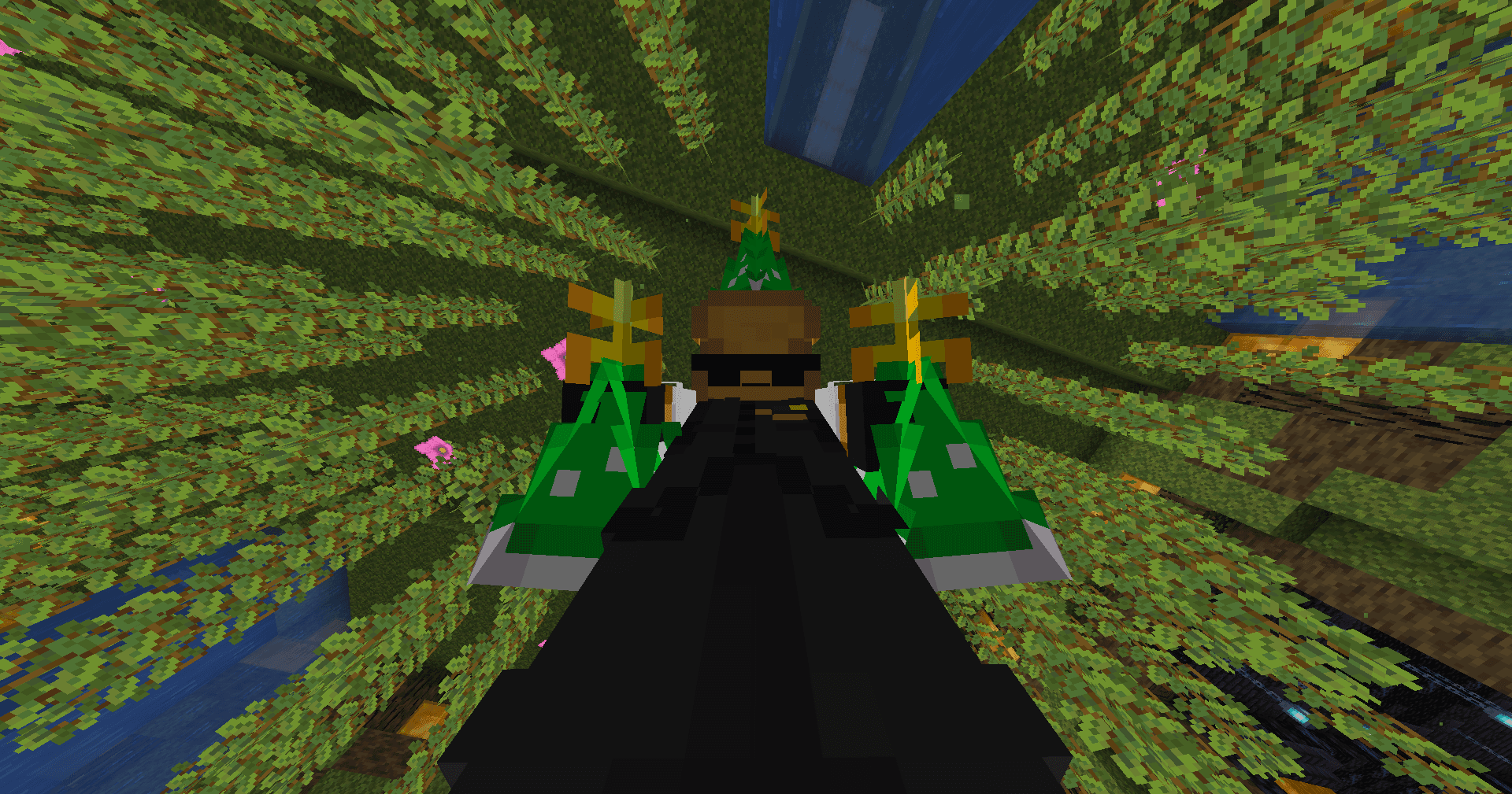 Treetop flight in party hats